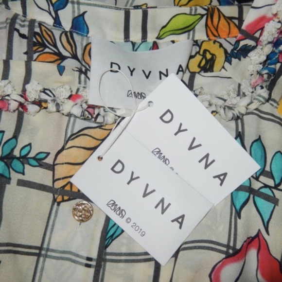Dyvna Windowpane Silk Blend Floral Shirt Dress Nwt XS - Picture 3 of 9